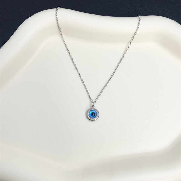 Wholesale Blue Evil Eye Pendant Necklace  Evil Eye Ball Necklace  Titanium Steel Earrings
