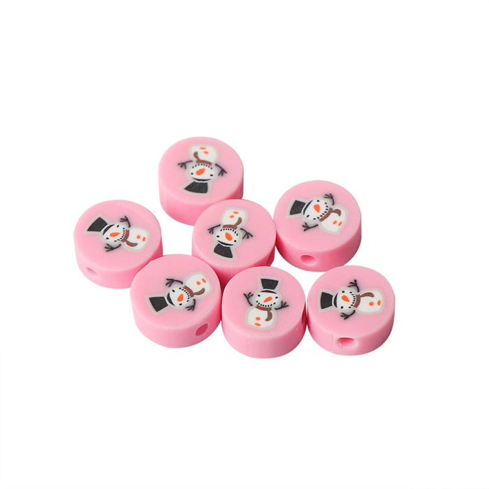 Wholesale 100pcs Polymer Clay Christmas Snowman Tree Cane Loose Beads JDC-BDS-LiuXia003