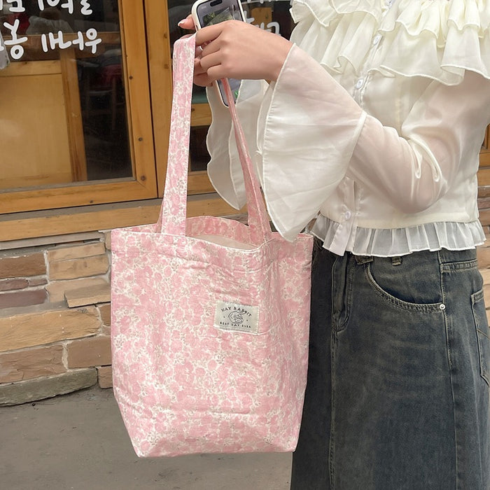 Wholesale New Checkered Bow Printed Canvas Bag Art Shoulder Bag