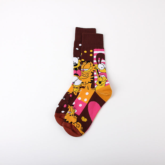 Wholesale Leisure Sports Jacquard Four Seasons Youth Women Cotton Couple Middle Socks Men Trendy Socks Long Socks