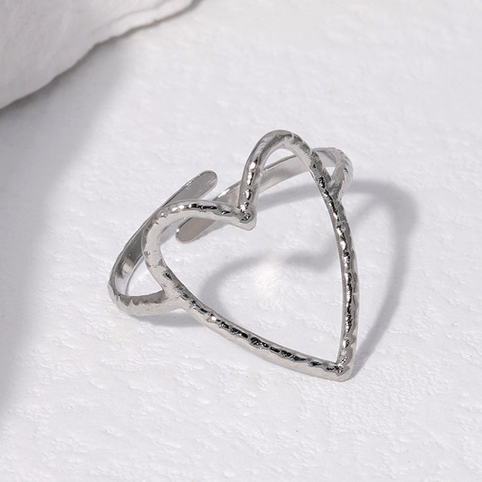 Wholesale Simple Hollow Heart Stainless Steel Titanium Steel Ring JDC-RS-MG006