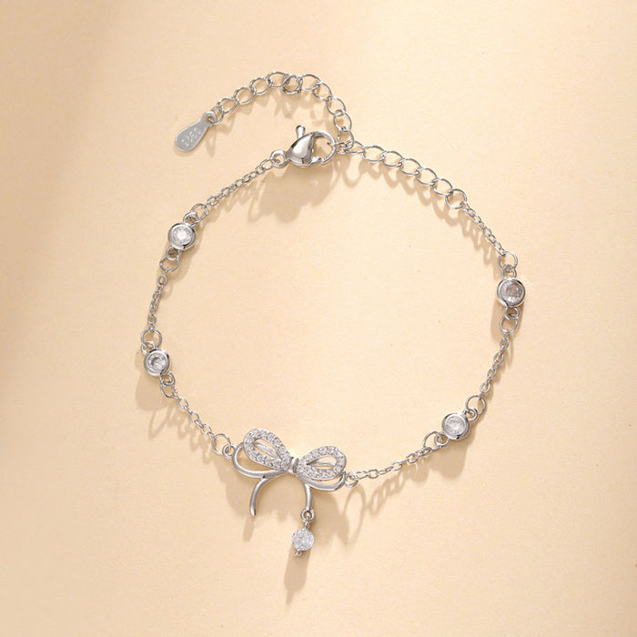 Wholesale Jewelry bow necklace white copper versatile niche bracelet wholesale