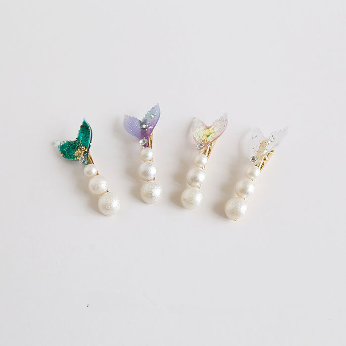 Wholesale Cartoon Children Pearl Mermaid Princess Resin Hairpin JDC-HC-QiY012