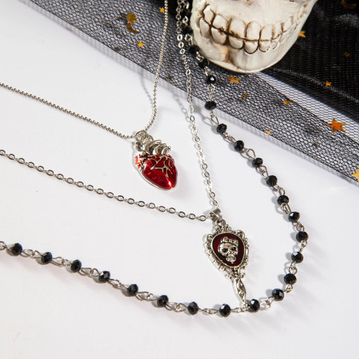 Wholesale Electroplated Alloy Gothic Heart Pendant Necklace Dripping Blood Skull Cross Jewelry MOQ≥5