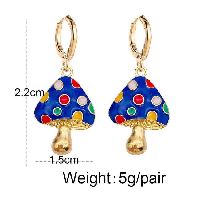 Wholesale Colorful Three-dimensional Mushroom Earrings Alloy Oil Drop JDC-ES-YaChen015