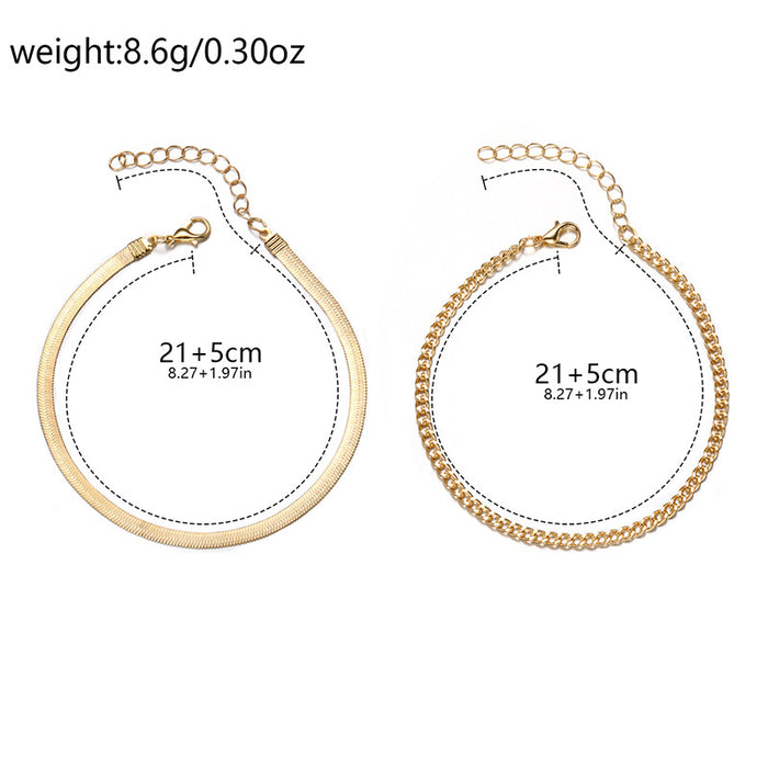Wholesale New alloy double layered ankle chain fashionable and simple thick chain jewelry bracelet