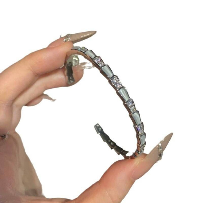 Wholesale Snake-shaped snake bone bracelet, sparkling diamond texture bracelet, zircon opening, silver adjustable bracelet