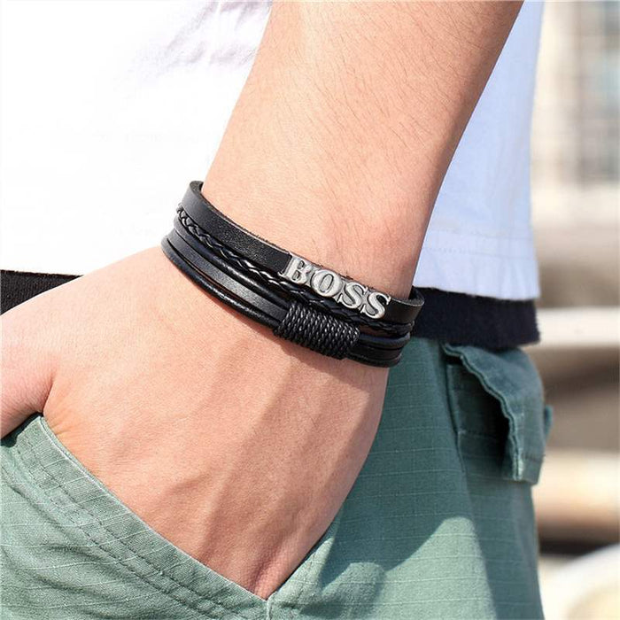 Wholesale Multi-layer Leather Men's Bracelet JDC-BT-FengH001