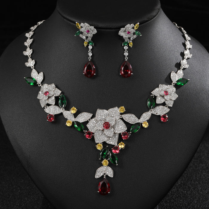 Wholesale Three-Piece Set Necklace Earrings Bracelet Party Wedding Dress Bride Dress Jewelry