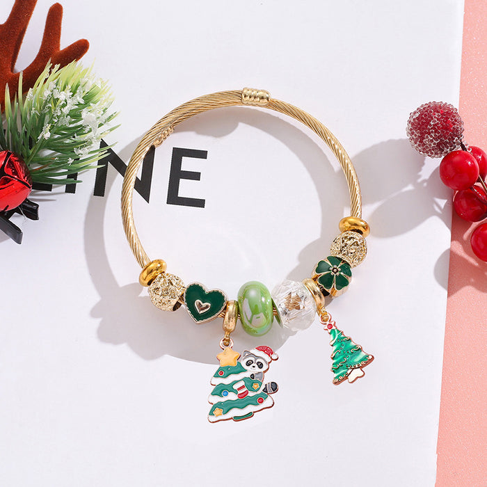 Wholesale Christmas Tree Elk Snowflake Stainless Steel Bracelet Women Jewelry Accessory MOQ≥2