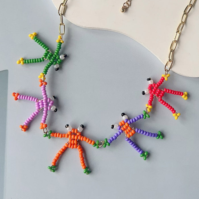 Wholesale Hand-woven Frog Bee Animal Pendant Chain Necklace