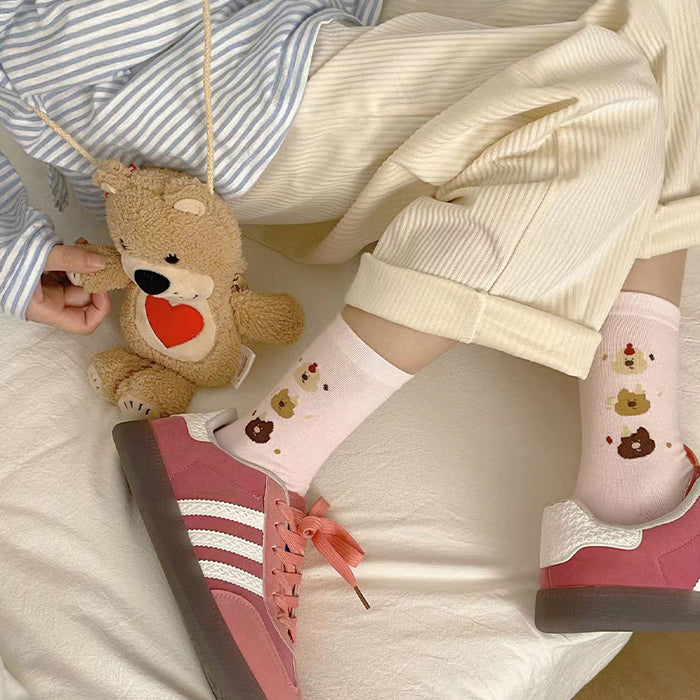 Wholesale Cartoon Socks Children's Middle Socks Cute College Style Bow Dog Striped Long Socks