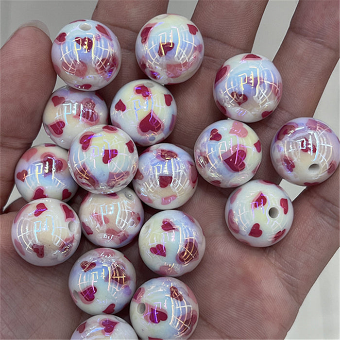 Wholesale 200pcs 16mm UV-plated Five-pointed Star Heart Leopard Print Resin Beads JDC-BDS-Xiaox006