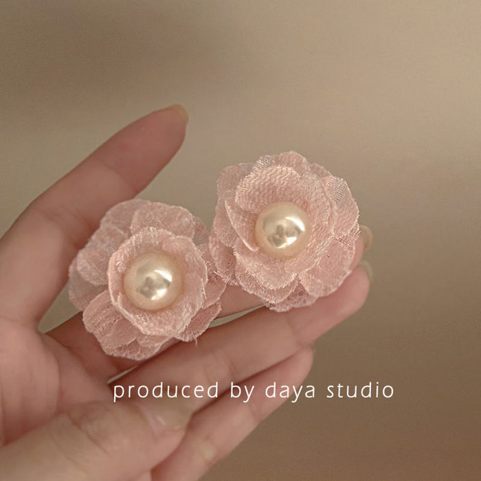 Wholesale Mesh Flower Pearl Earrings JDC-ES-Guany006