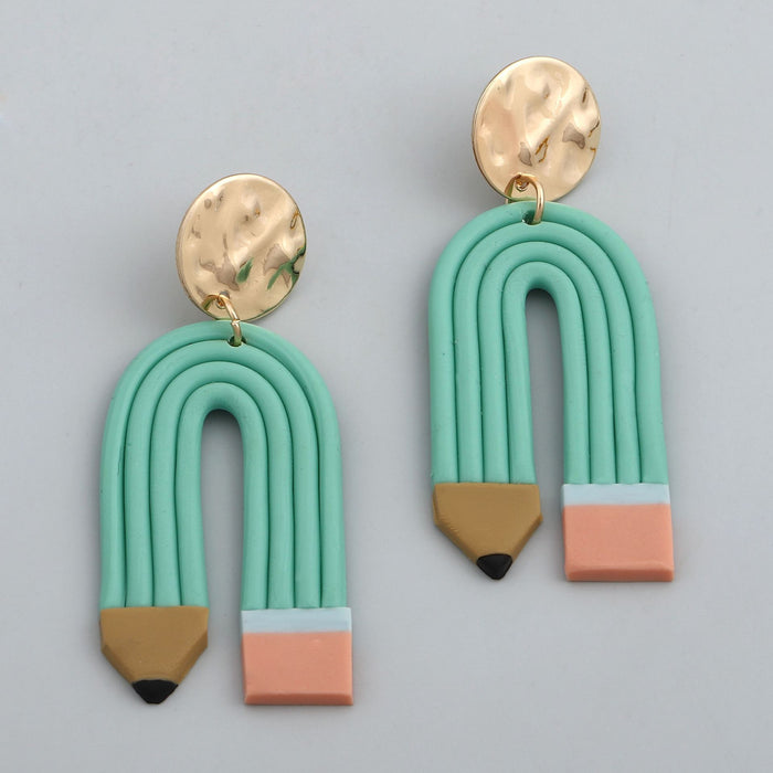 Wholesale Cross-border e-commerce colored pencil soft pottery curved striped earrings
