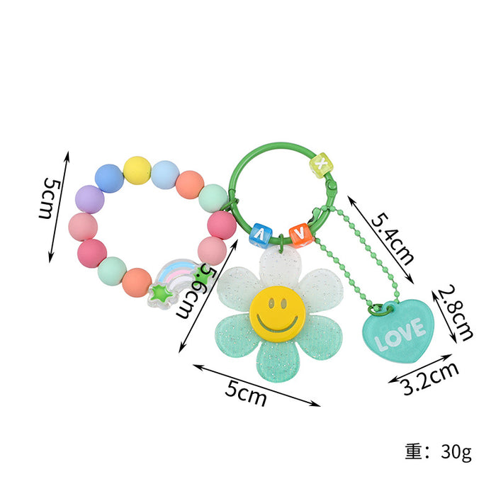 Wholesale Pendant Gradient Smile Keychain Pendant Finished Pendant Flower Bag Accessories