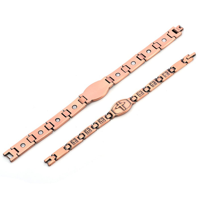 Wholesale Red Copper Cross Magnetic Bracelet Trendy Men' s Fashion Accessory for Everyday Wear or Gift