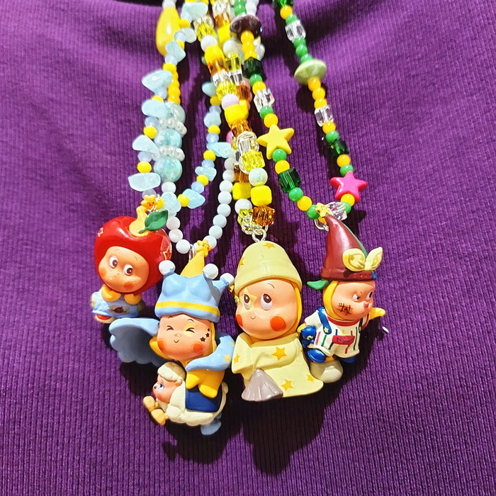 Wholesale Crystal beaded gift from the stars star bread cute short necklace for women