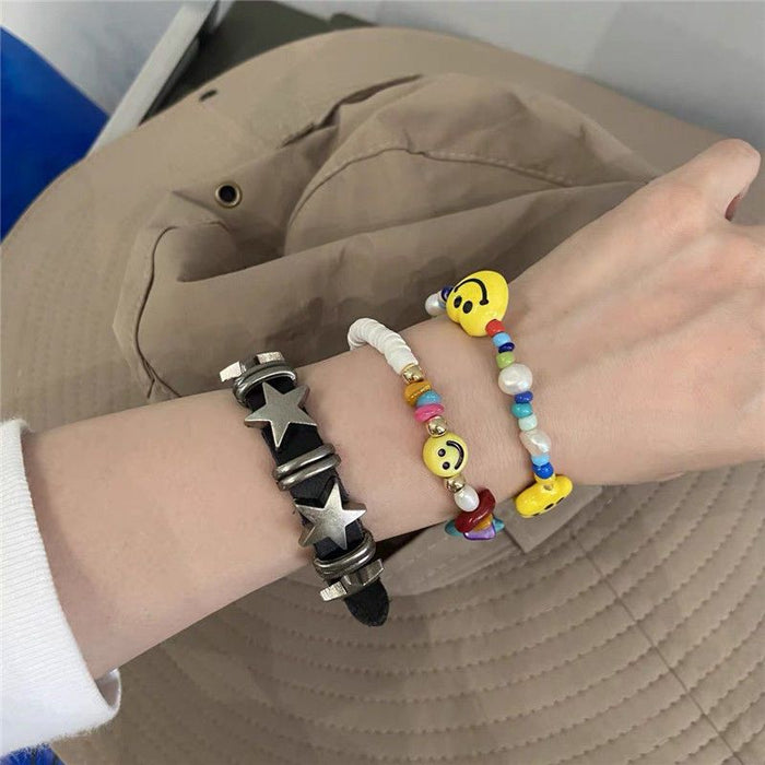 Wholesale Retro Soft Leather Star Leather Bracelet