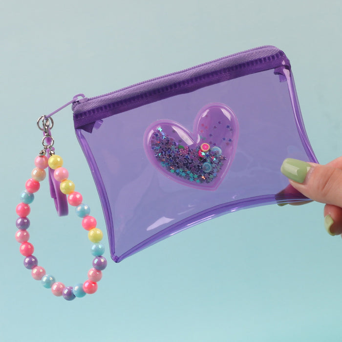 Wholesale Love Heart Quicksand Clear PVC Coin Purse Card Holder Fashion Accessory For Boutique Resale