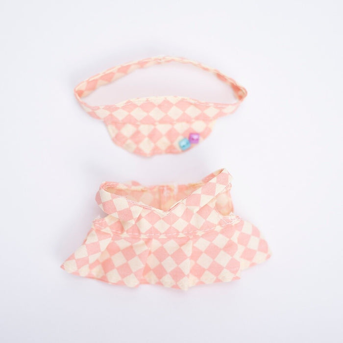 Wholesale Pendant Doll Clothes Checkboard Tennis Clothes suit Suspenders Skirt