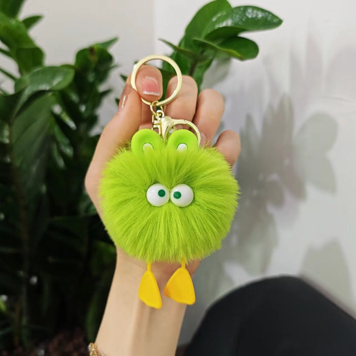 Wholesale imitation rex rabbit fur doll little duck plush ball pendant doll schoolbag pendant keychain mobile phone accessories