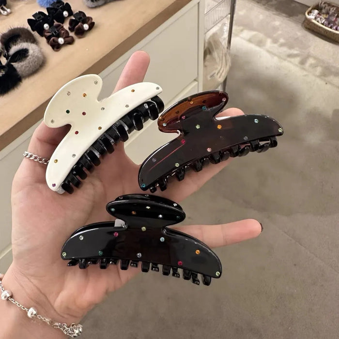 Wholesale Diamond studded solid color grip clip, simple temperament, back of the head hair clip, versatile shark clip