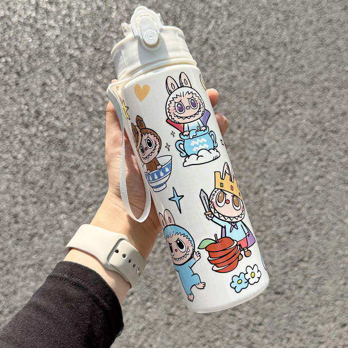 Wholesale Cute Straw Water Cup Cartoon Water Cup with Lanyard