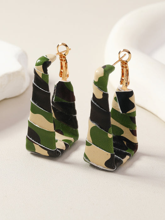Wholesale Vintage/Black and White/Leopard print/Military green camouflage/Leather hand woven earrings