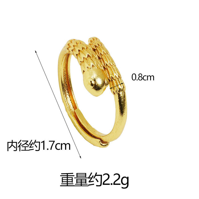 Wholesale Sand Gold Ring Trendy Design Spirit Snake Open Ring Jewelry Wholesale