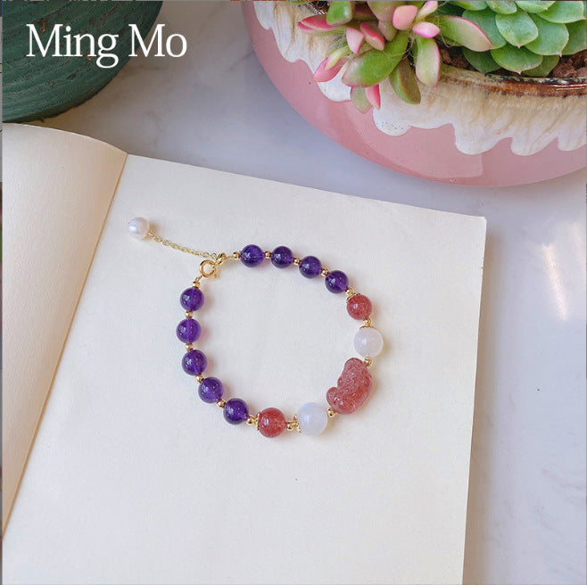 Wholesale Natural Crystal Bracelet Women's Red Hand Rope Weaving Gift