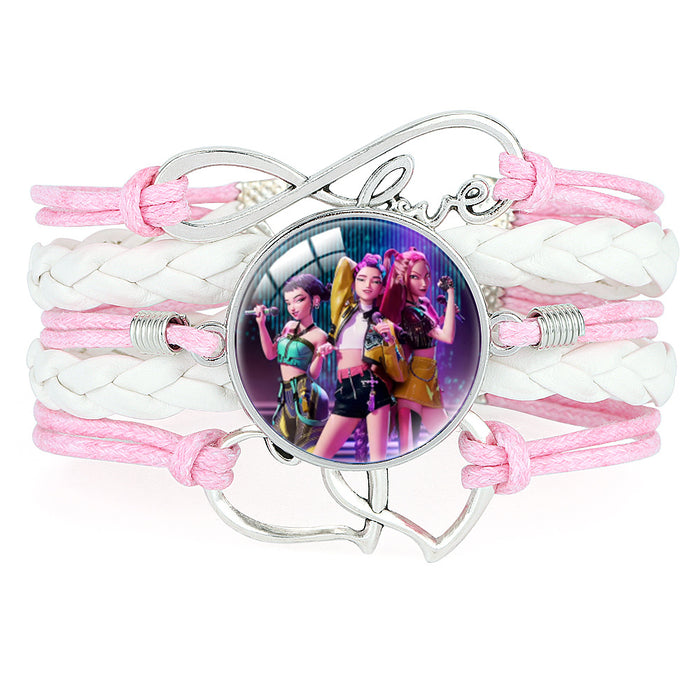 Wholesale KPOP Multi-layered Color-blocked Anime Character Crystal Bracelet