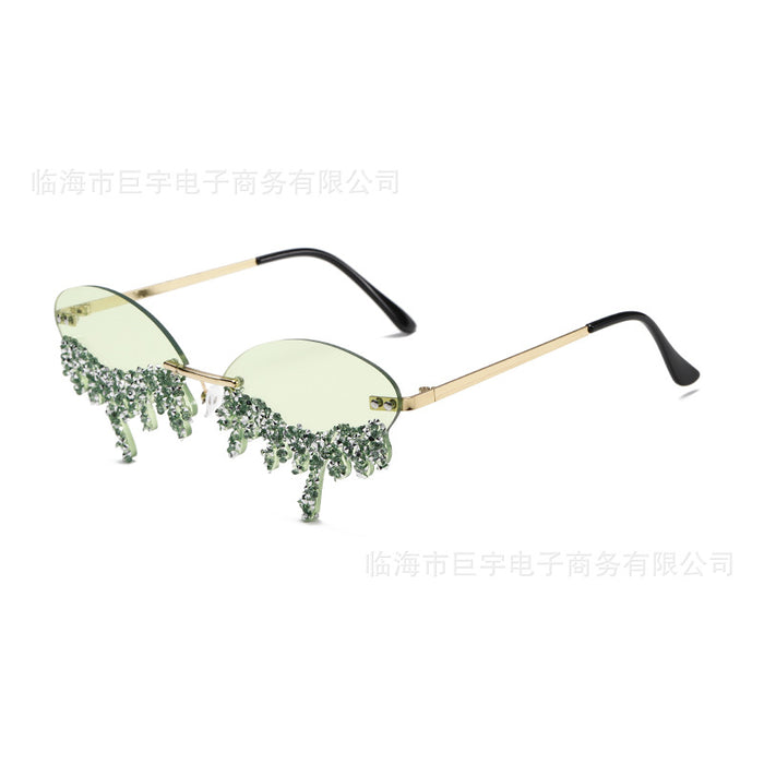 Wholesale Angel tears frameless sunglasses, personalized diamond studded sunglasses