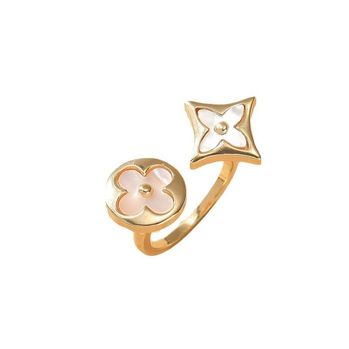 Wholesale Four leaf clover ring exudes a luxurious and timeless aura. It features a fashionable and versatile index finger ring