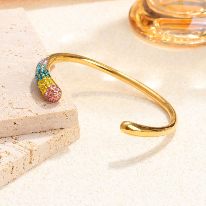 Wholesale Titanium steel bracelet with gold plating and full diamond, high-end and fashionable stainless steel