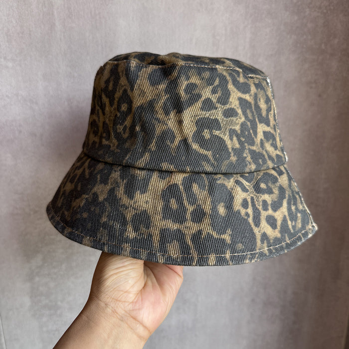 Wholesale Retro leopard print fisherman hat, personalized, versatile, casual, no makeup sun visor hat