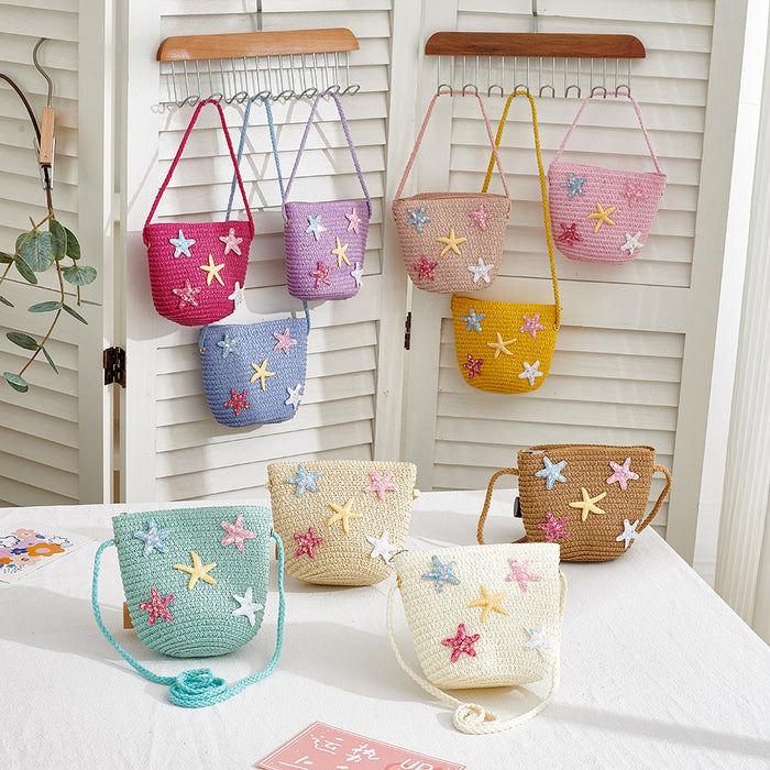 Wholesale Straw Bag for Girls Cute Solid Color Design Summer Travel Crossbody Purse