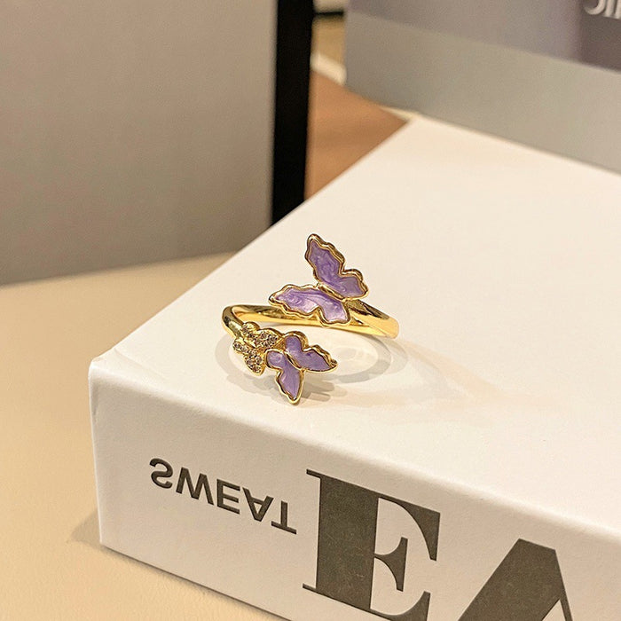 Wholesale Ring, light luxury, high-end, niche design, unique flower butterfly