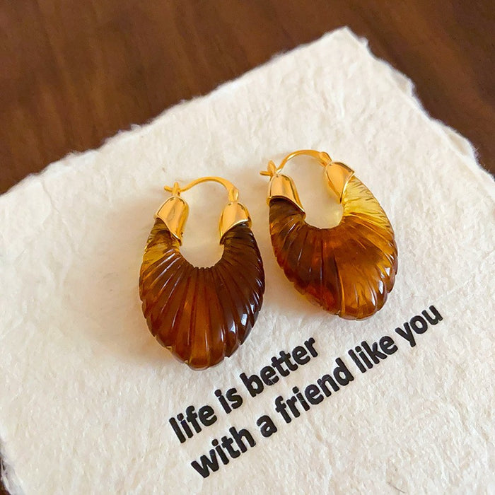 Wholesale  silver needle geometric irregular resin earrings heart earrings