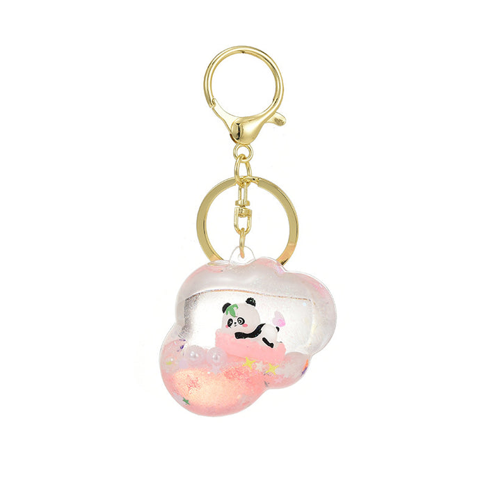 Wholesale Acrylic Liquid Cute Panda Fashion Keychain JDC-KC-ShuangD007