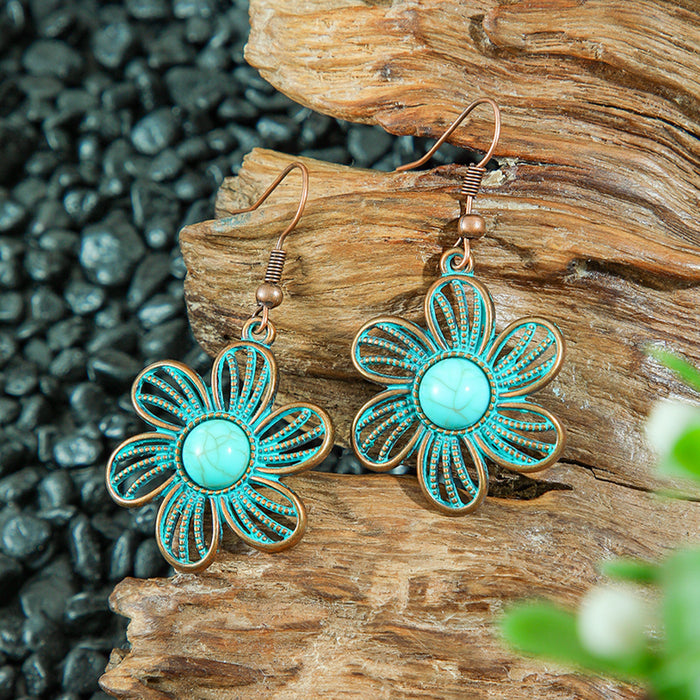 Wholesale Zinc Alloy Bohemian Turquoise Earring Set Fashion Jewelry Accessory MOQ≥2