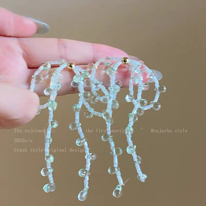 Wholesale Beaded flower tassel earrings with temperament earrings