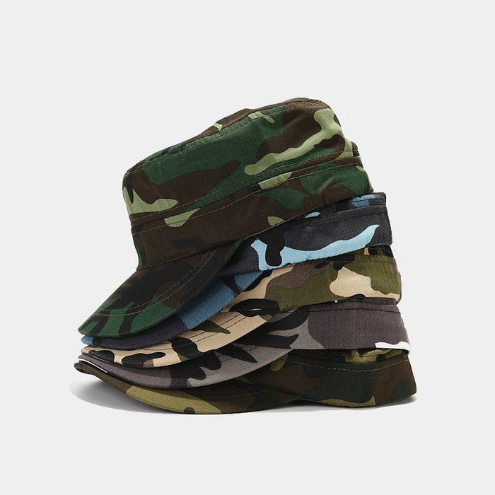 Wholesale hat outdoor sunscreen camouflage flat top military hat mountaineering fishing sun hat sunscreen sun hat