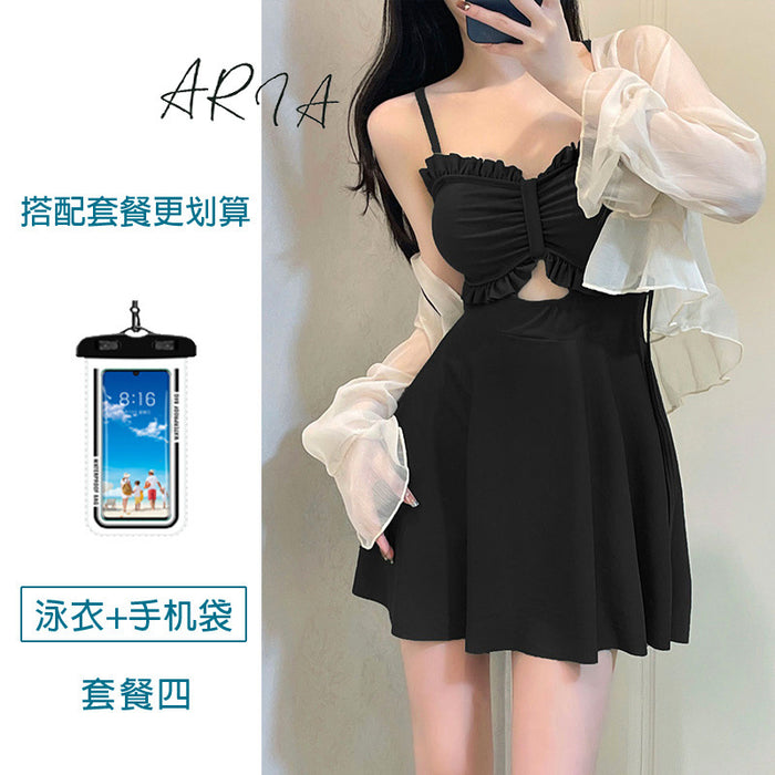 Wholesale New one-piece conservative skirt style avocado green high-end and sexy hot spring swimsuit