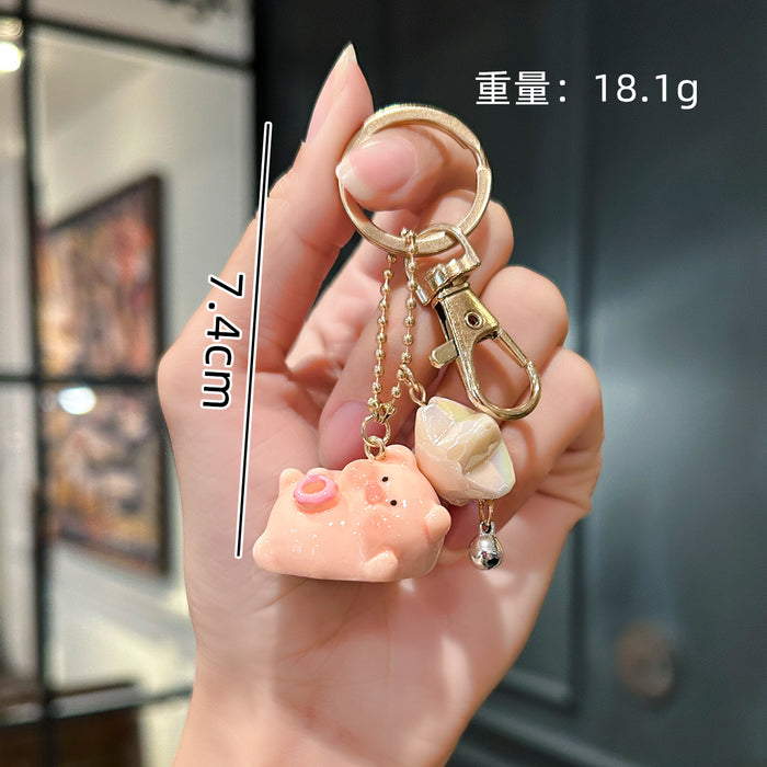 Wholesale Cute Piggy Keychain Cute Female Couple Bag Pendant Doll Machine Doll Car Pendant