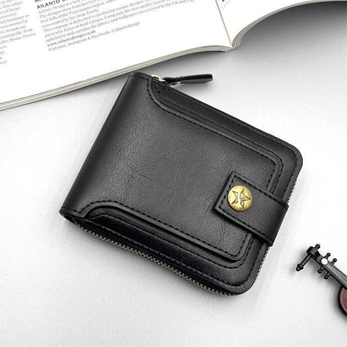 Wholesale Retro Men' s Short Zipper Wallet Oil Wax Leather,  Coin and Card Organizer - Boutique Accessory MOQ≥2
