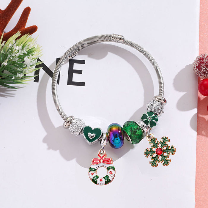 Wholesale Stainless Steel Christmas Bracelet with Tree Snowflake Pendant MOQ≥2