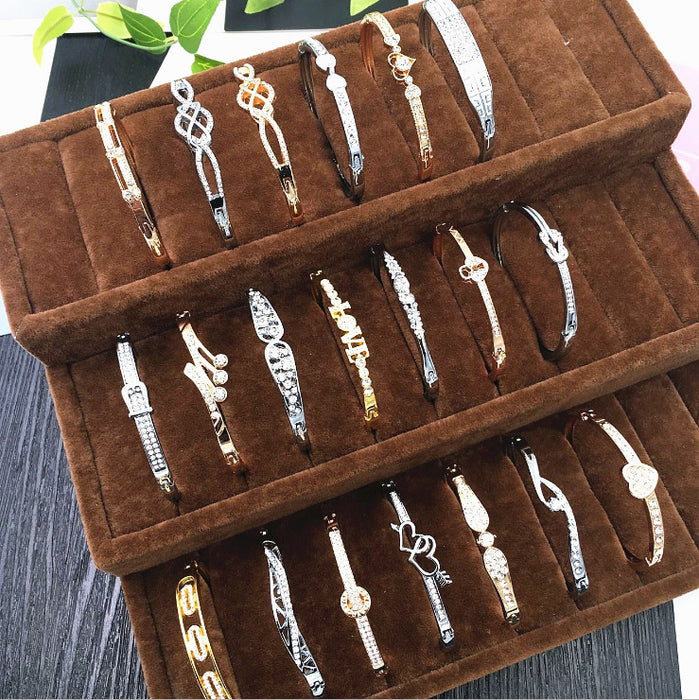 Wholesale  flash rhinestone bracelet women's gold-plated crystal