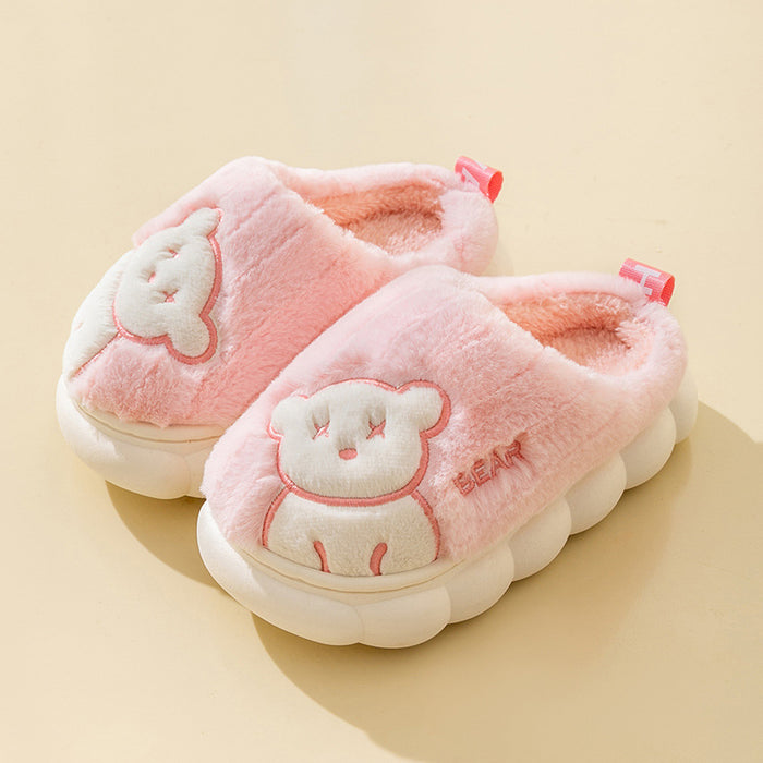 Wholesale Cotton slippers autumn and winter Boys Girls bear slippers home shoes kids furry slippers