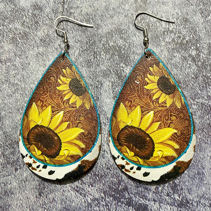 Wholesale Bohemian Western Retro Leather Drop Earrings